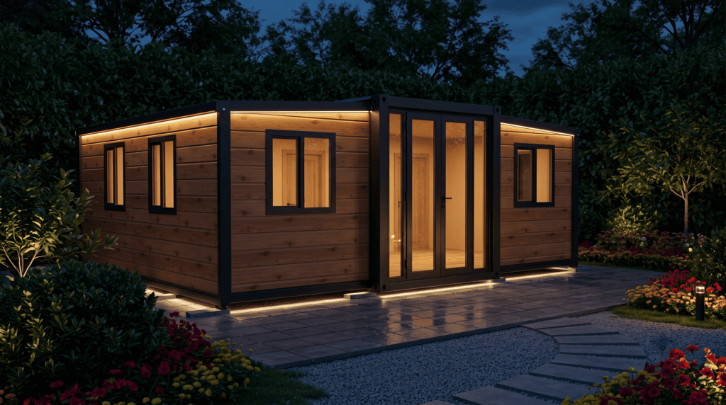 Container Homes, Capsule Homes, Tiny Homes or SIPs? Choosing the Right Modern Prefab Home 4 Expandable tiny home with fold-out side sections opened