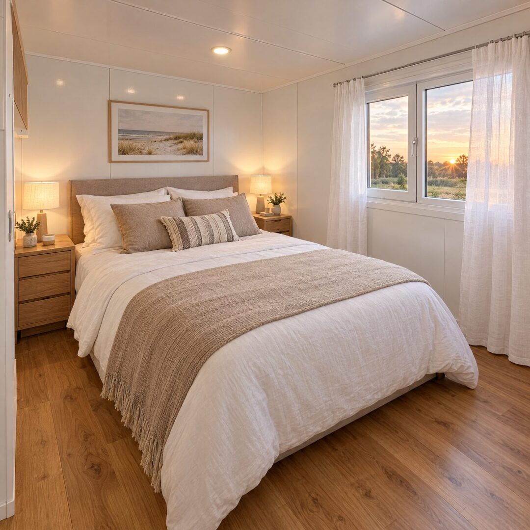 Bedroom inside an expandable home