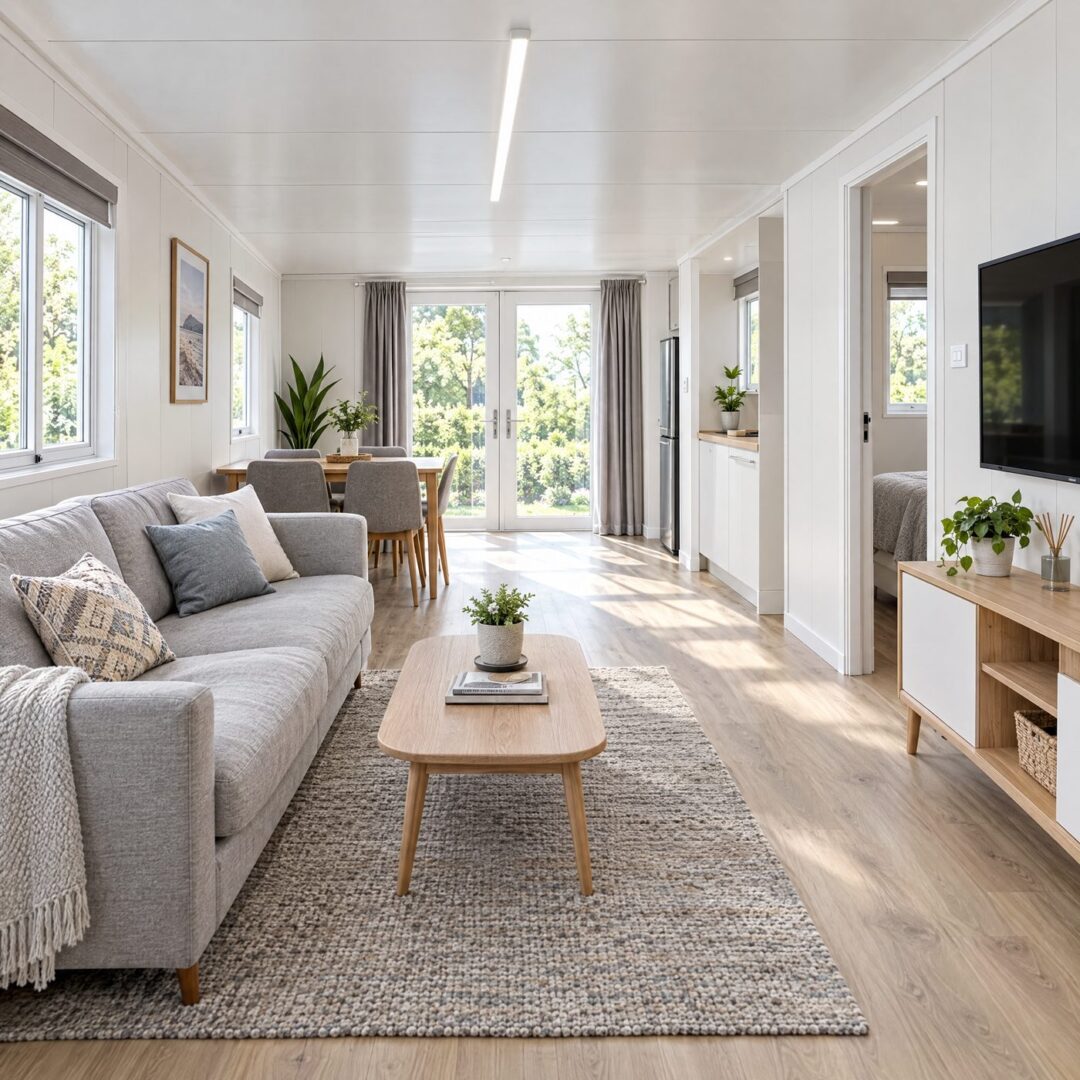Living area inside an expandable home